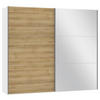 SCHWEBETÜRENSCHRANK  in Weiß, Eichefarben  - Eichefarben/Silberfarben, Design, Glas/Holzwerkstoff (252/220/65cm) - Jutzler