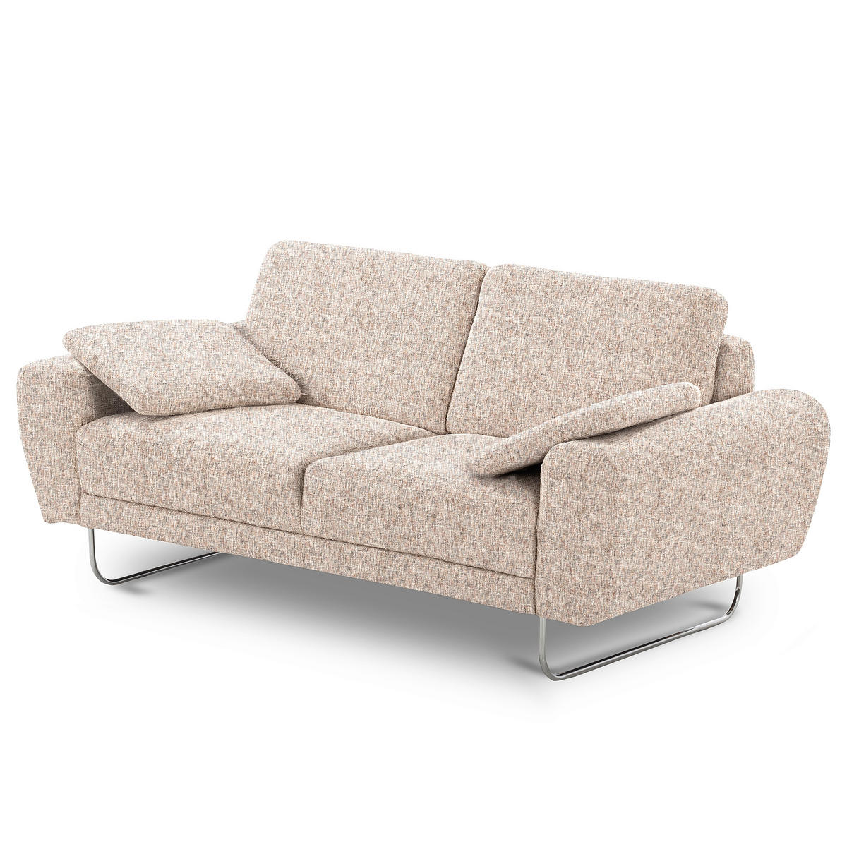 2-SITZER-SOFA SPRING in Webstoff Blau, Gelb, Rot, Weiß Modern  - Chromfarben/Blau, Design, Textil/Metall (157/85/92cm) - Livetastic
