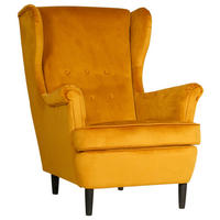 KRESLO UŠIAK, drevo, textil, kartón, kompozitné drevo, žltá - čierna/žltá, Basics, kartón/drevo (78/102/98cm) - Niels Andersson