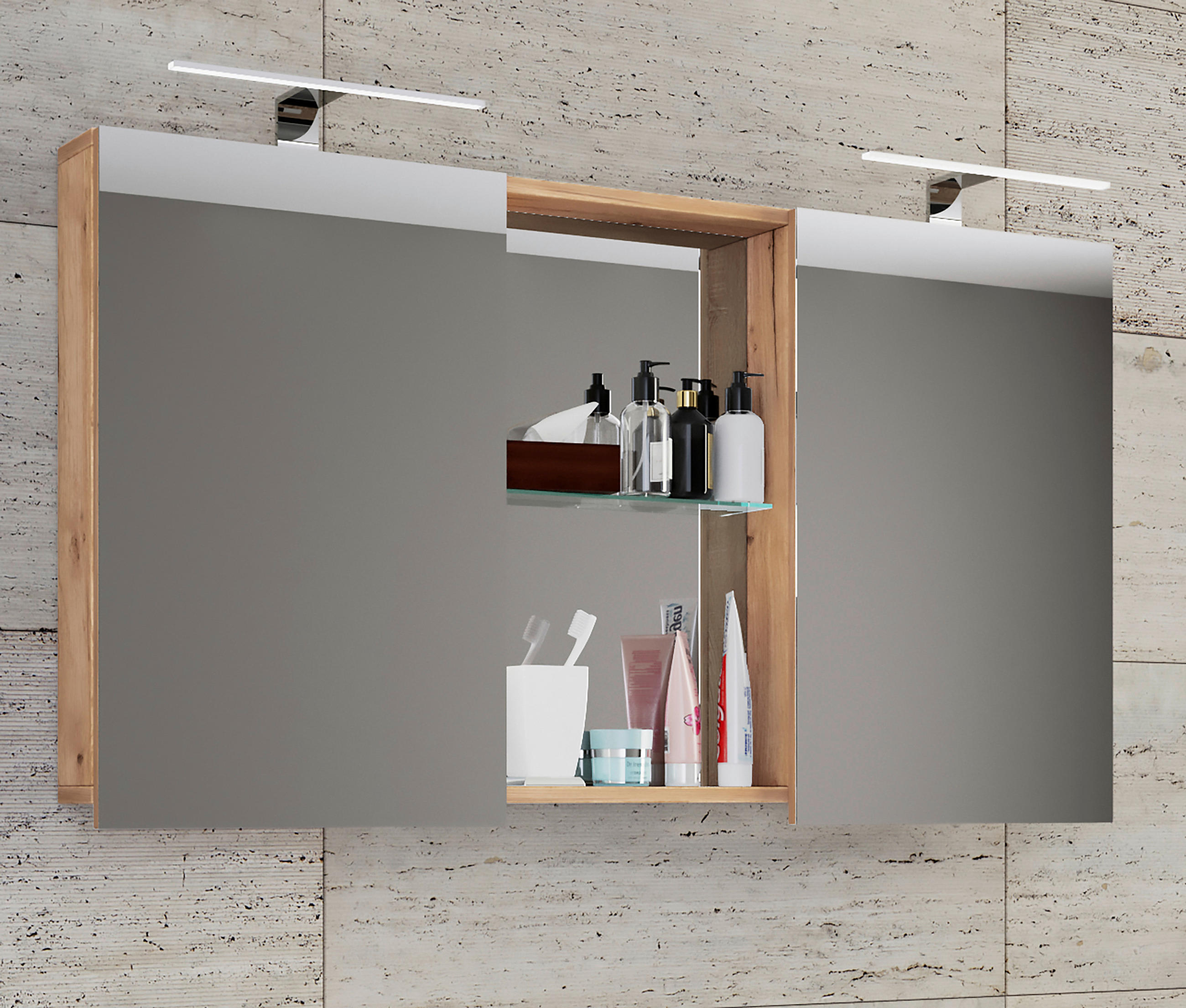 SPIEGELSCHRANK 112/59/12 cm  - Honigeiche, Modern, Holzwerkstoff (112/59/12cm) - MID.YOU
