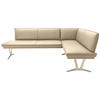 ECKBANK 237/162 cm  in Beige  - Edelstahlfarben/Beige, Design, Leder/Holz (237/162cm) - Ambiente