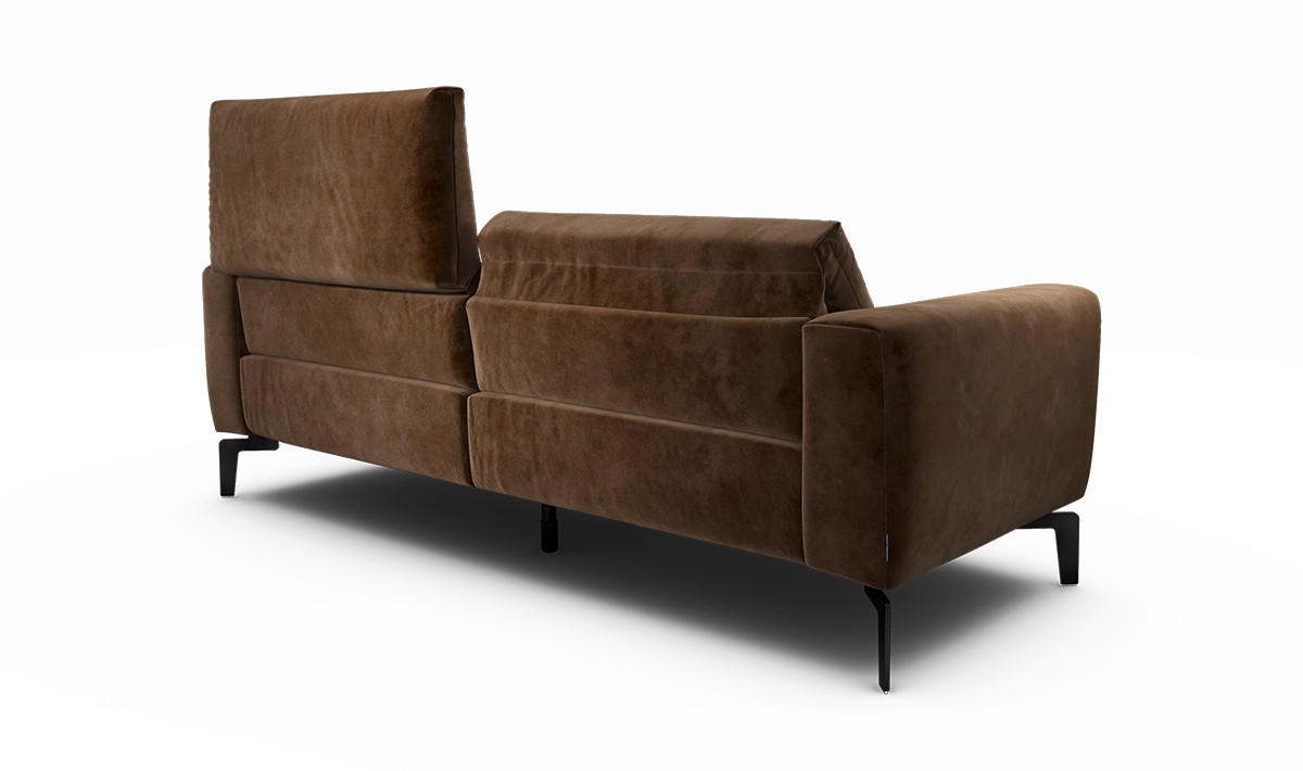 2,5-SITZER Samt Braun  - Schwarz/Braun, Design, Textil/Metall (220/86/86-94cm) - SENSOO