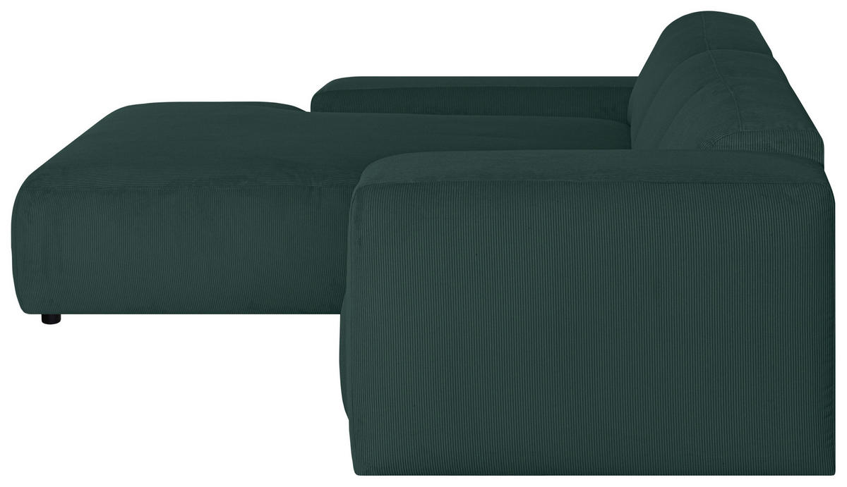 ECKSOFA HANNAH Grün Cord  - Schwarz/Grün, Design, Kunststoff/Textil (200/304cm) - MID.YOU