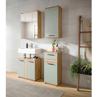 BADEZIMMER 4-teilig  in 110 cm  - Salbeigrün/Schwarz, Trend, Glas/Holzwerkstoff (110cm) - MID.YOU