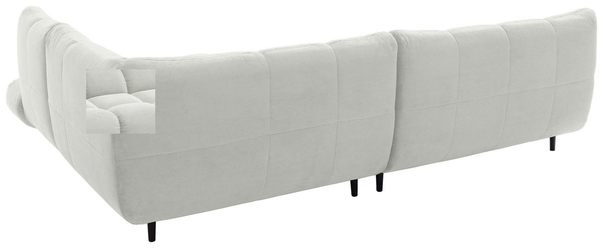 ECKSOFA Ottomane rechts, Eckteil  Weiß Feincord  - Schwarz/Weiß, Design, Holz/Textil (288/215cm) - Pure Home Lifestyle