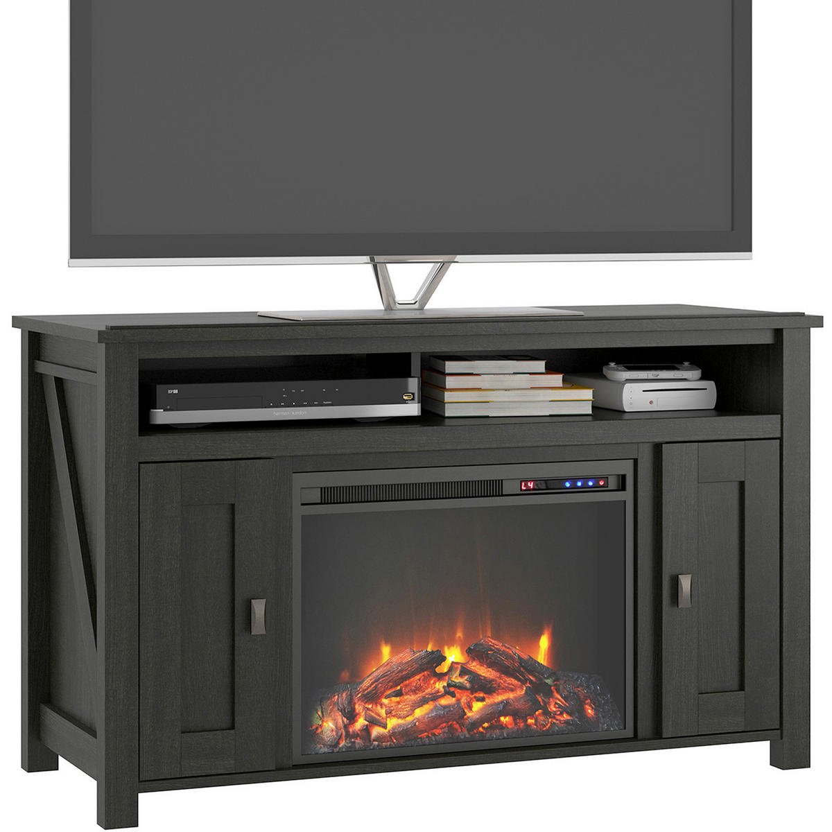 LOWBOARD Farmington  in 121/75/40 cm  - Schwarz, Design, Glas/Holzwerkstoff (121/75/40cm) - MID.YOU