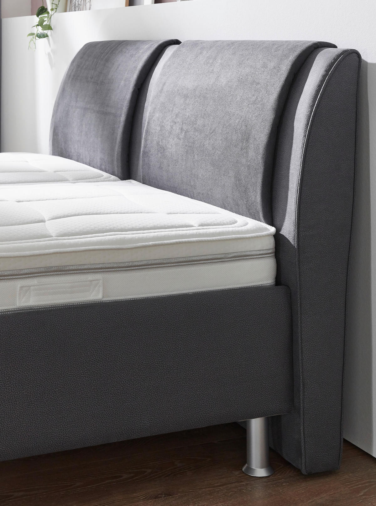 POLSTERBETT 180/200 cm,  in Anthrazit, Grau, Matratze, gepolstertes Kopfteil, Lattenrost, H2 + H2 = mittel  - Anthrazit/Alufarben, KONVENTIONELL, Holz/Holzwerkstoff (180/200cm) - Beldomo - Sleep