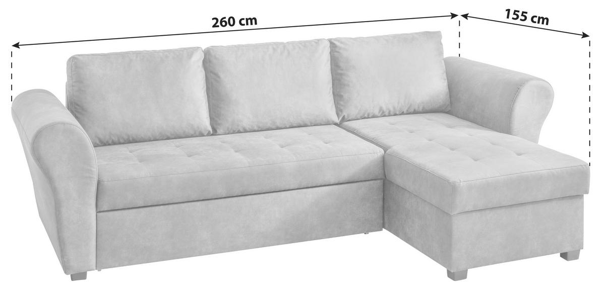 ECKSOFA Anthrazit Flachgewebe  - Anthrazit/Schwarz, MODERN, Kunststoff/Textil (260/155cm) - P & B