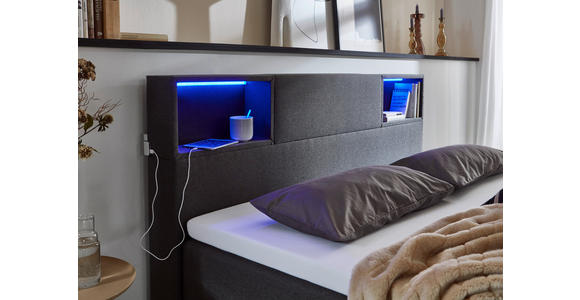 BOXSPRINGBETT 160/200 cm  in Anthrazit  - Anthrazit/Schwarz, Design, Holz/Textil (160/200cm) - Xora