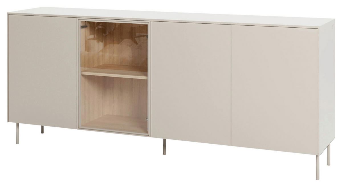 SIDEBOARD 195/83/41 cm Eichefarben, Kaschmir  195/83/41 cm  - Kaschmir/Eichefarben, MODERN, Glas/Holzwerkstoff (195/83/41cm) - Carryhome