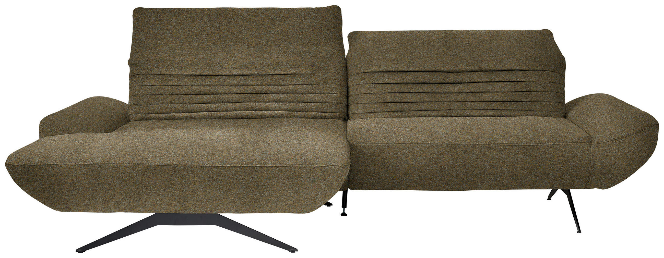 ECKSOFA  in Bouclé Khaki  170-195/280 cm  - Khaki/Schwarz, Design, Textil/Metall (170-195/280cm) - Dieter Knoll