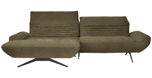 ECKSOFA  in Bouclé Khaki  170-195/280 cm  - Khaki/Schwarz, Design, Textil/Metall (170-195/280cm) - Dieter Knoll
