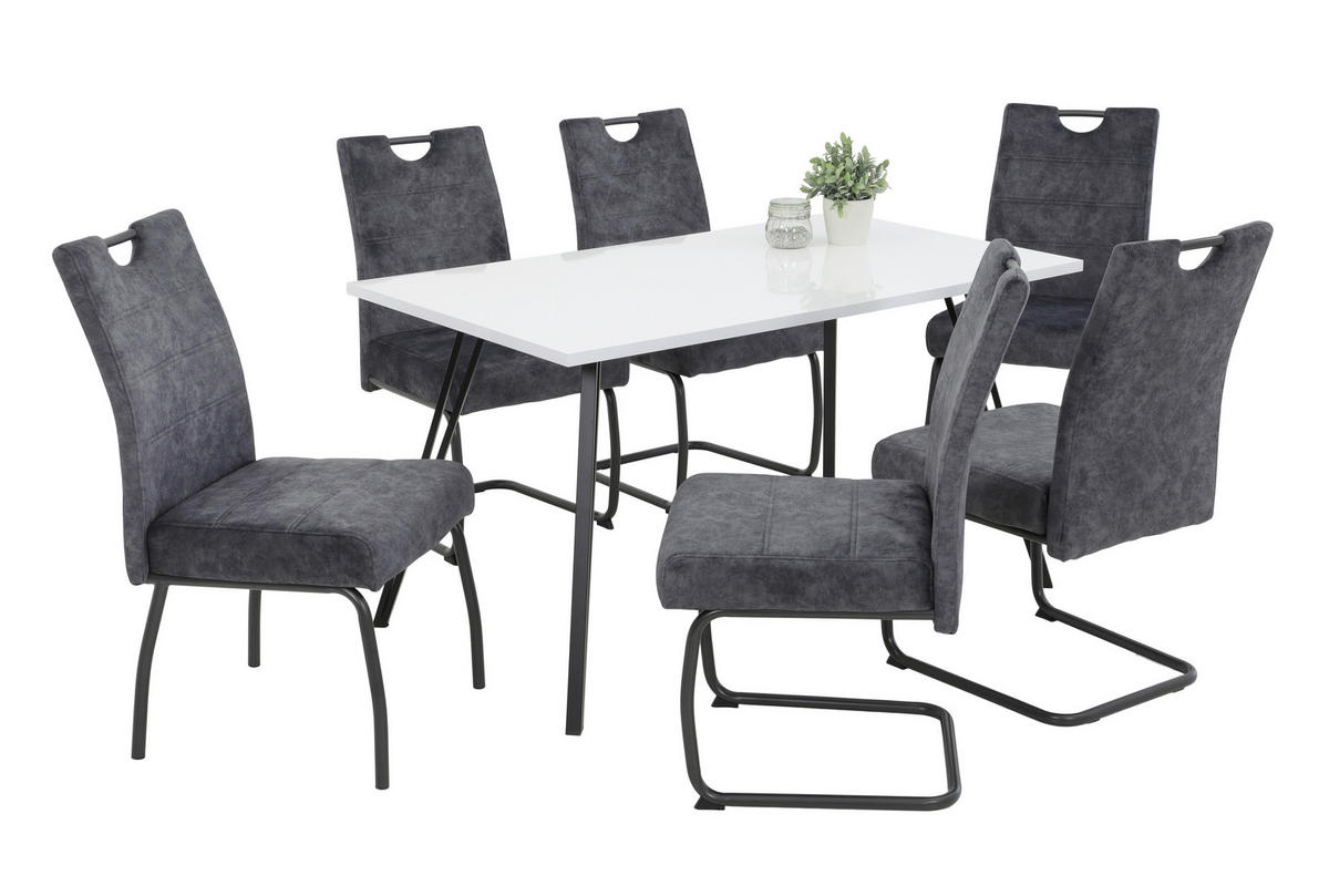 SCHWINGSTUHL-SET 2 Stück mit Griff Samt, Mikrofaser  - Anthrazit/Grau, MODERN, Textil/Metall (50/97/63cm) - P & B