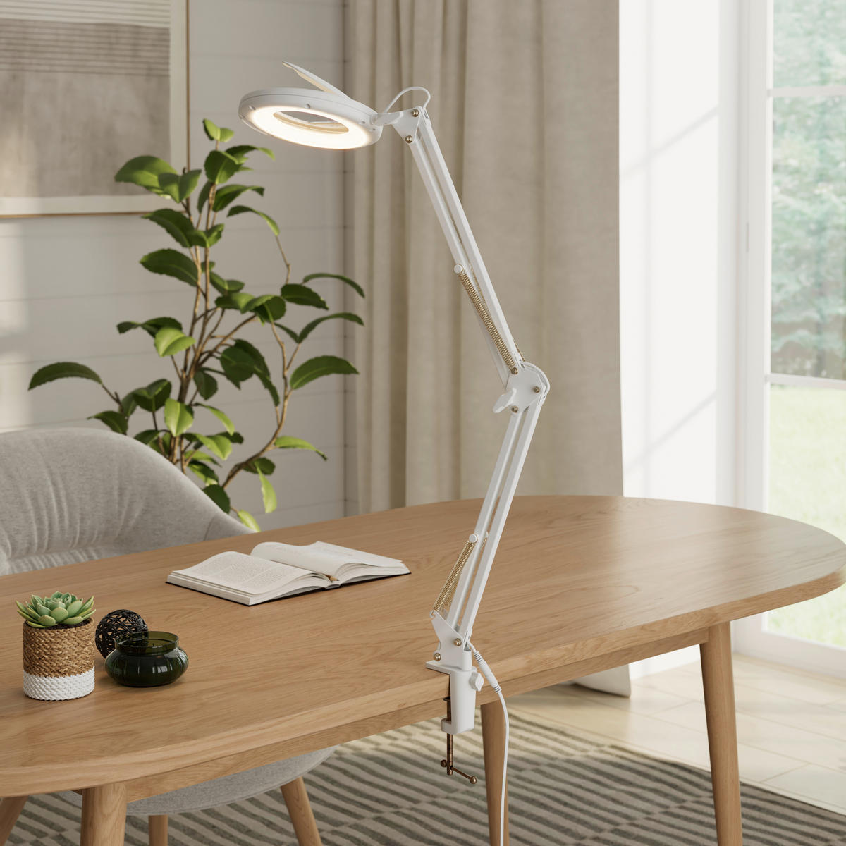 Lampă De Birou 60/15,8/33 cm    - alb, Basics, plastic/metal (60/15,8/33cm) - Novel