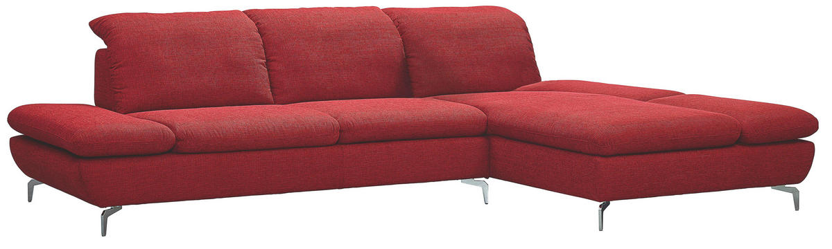 SEDEŽNA GARNITURA, gladka tkanina, šenilja rdeča  - srebrne barve/rdeča, Design, tekstil (285/200cm) - Chilliano