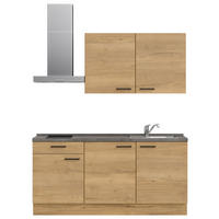 KUHINJSKI BLOK BREZ APARATOV - črna/barve hrasta, Moderno, kovina/leseni material (180cm) - Celina Home