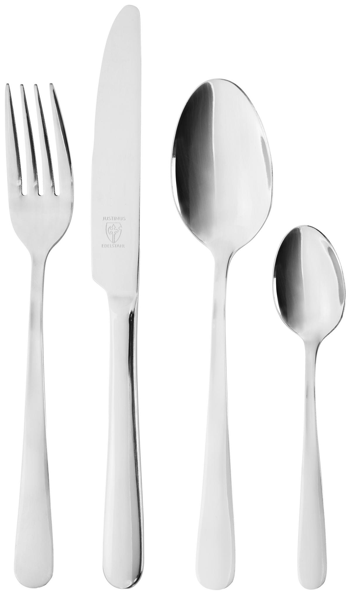 SADA PRÍBOROV, ušľachtilá oceľ, 24-dielne - chrómová, Basics, kov (24/4,5/16cm) - Justinus