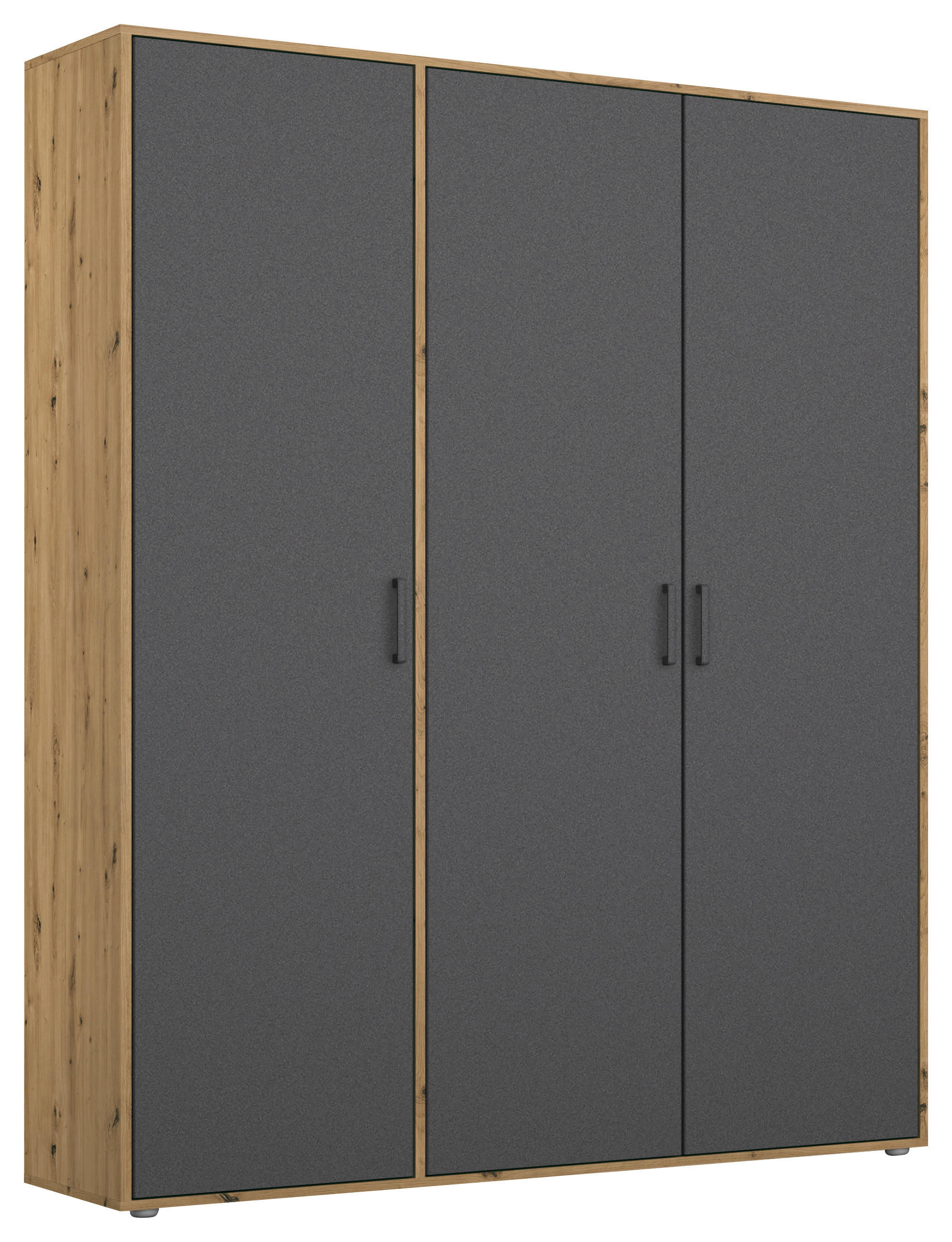 DREHTÜRENSCHRANK 140/194/53 cm,  in Grau, Eiche Artisan, 3 Tür(en)  - Eiche Artisan/Grau, MODERN, Holzwerkstoff/Kunststoff (140/194/53cm) - Rauch Möbel