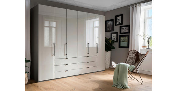 KLEIDERSCHRANK in Grau, Hellgrau - Schieferfarben/Hellgrau, KONVENTIONELL, Glas/Holzwerkstoff (300/236/58cm) - Novel