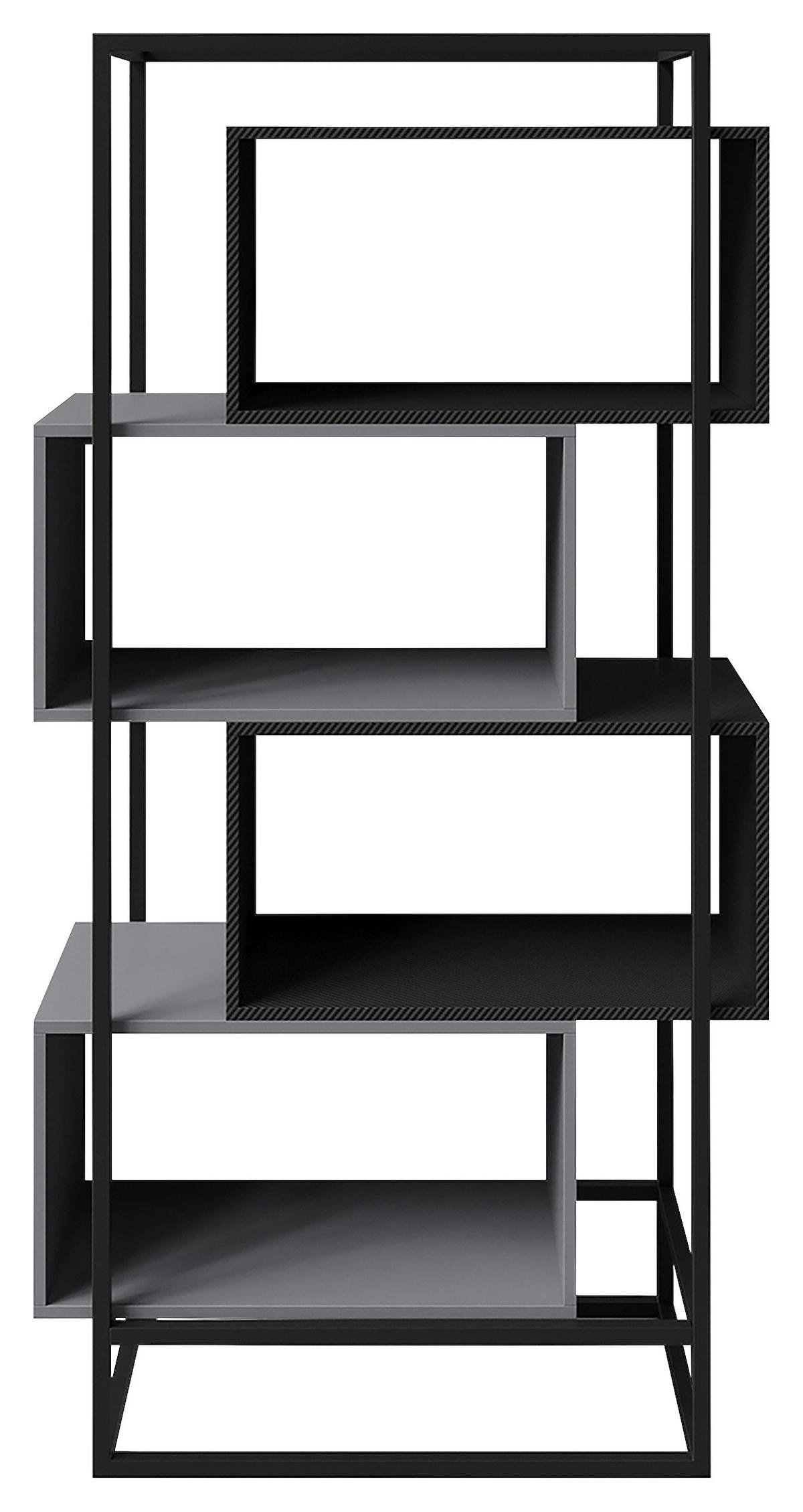 REGAL 70/164/38 cm siva, črna  - siva/črna, Moderno, kovina/leseni material (70/164/38cm) - Minecraft