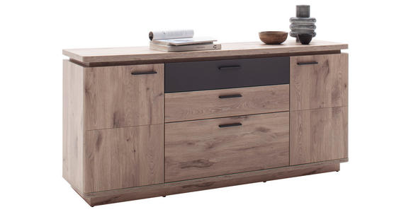SIDEBOARD Anthrazit, Eiche dunkel 170/81/44 cm - Eiche dunkel/Anthrazit, KONVENTIONELL, Holzwerkstoff/Metall (170/81/44cm) - Cantus
