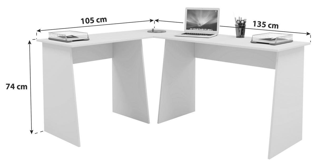 ECKSCHREIBTISCH 105/135/74 cm  in Weiß, Sonoma Eiche  - Weiß/Sonoma Eiche, Design, Holzwerkstoff (105/135/74cm) - MID.YOU