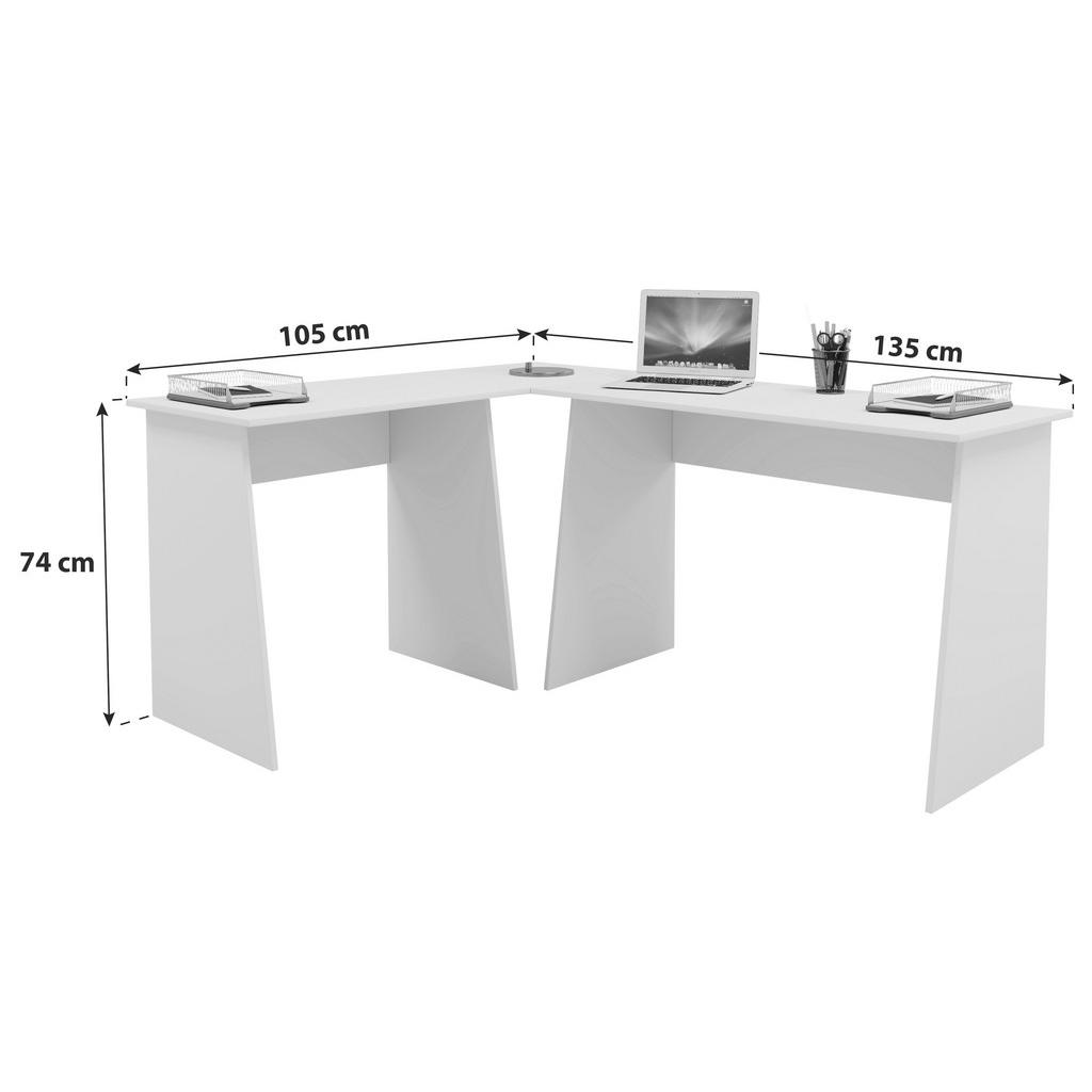 Thumbnail - Mid.you Eckschreibtisch, Weiß, Sonoma Eiche, Holzwerkstoff, 135x74x105 cm, seitenverkehrt montierbar, Arbeitszimmer, Sch...