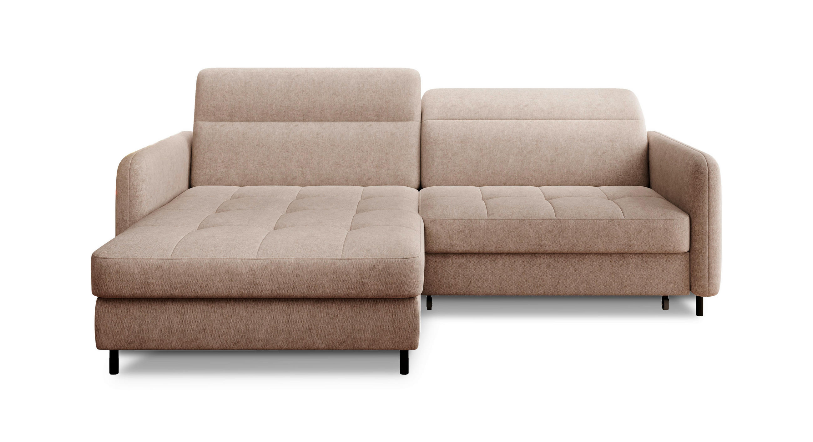 ECKSOFA in Velours Beige  165/228 cm  - Beige/Schwarz, Design, Textil/Metall (165/228cm) - MID.YOU