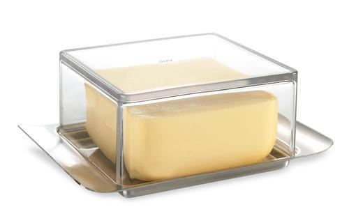 BUTTERDOSE Metall, Kunststoff  - Edelstahlfarben/Transparent, Basics, Kunststoff/Metall (14/8/5,2cm) - Gefu