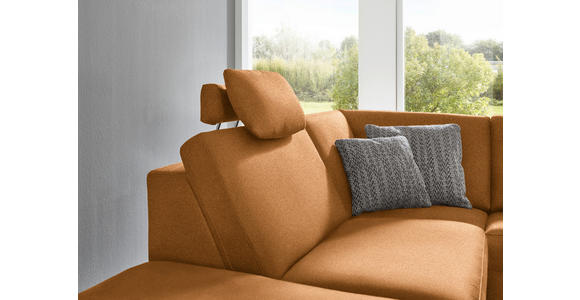 ECKSOFA in Mikrofaser Hellbraun 242/275 cm - Hellbraun/Alufarben, Design, Textil/Metall (242/275cm) - Dieter Knoll