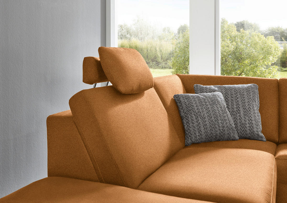 ECKSOFA in Mikrofaser Hellbraun  - Hellbraun/Alufarben, Design, Textil/Metall (242/275cm) - Dieter Knoll
