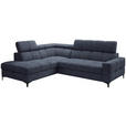 ECKSOFA in Struktur Dunkelblau  - Schwarz/Dunkelblau, MODERN, Textil/Metall (212/254cm) - Carryhome