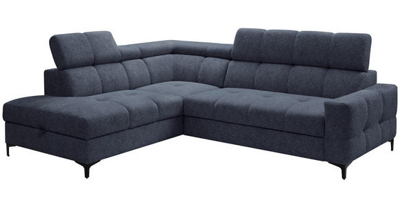 ECKSOFA in Struktur Dunkelblau  - Schwarz/Dunkelblau, MODERN, Textil/Metall (212/254cm) - Carryhome