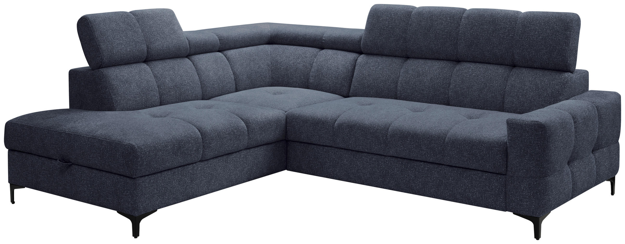 ECKSOFA in Struktur Dunkelblau  - Schwarz/Dunkelblau, Modern, Textil/Metall (212/254cm) - Carryhome