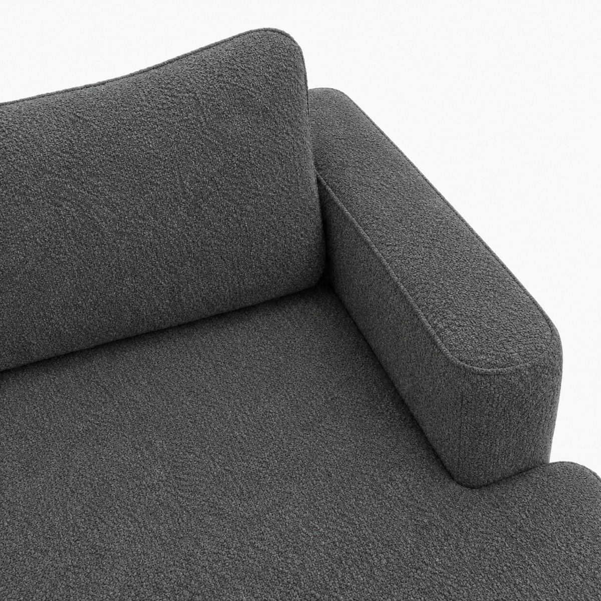ECKSOFA FREDO Dunkelgrau Bouclé  - Dunkelgrau/Schwarz, Design, Kunststoff/Textil (233/150cm) - MID.YOU