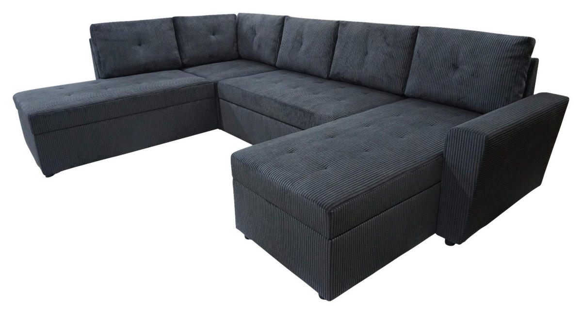 WOHNLANDSCHAFT TERMOLI in Cord Anthrazit  - Anthrazit/Schwarz, Design, Kunststoff/Textil (212/297/155cm) - MID.YOU