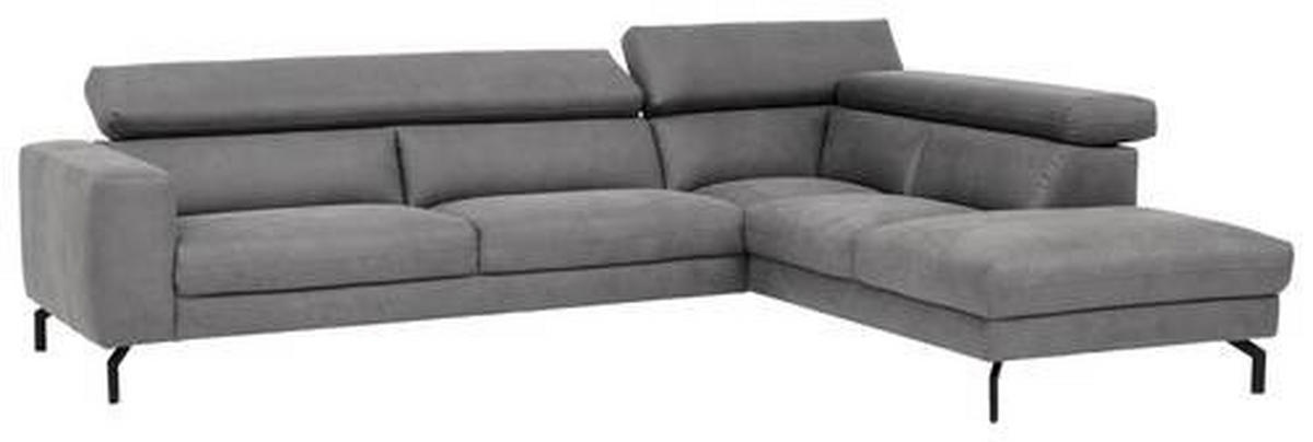 ECKSOFA in Mikrofaser Grau  - Schwarz/Grau, Modern, Textil/Metall (305/233cm) - Trendmanufaktur