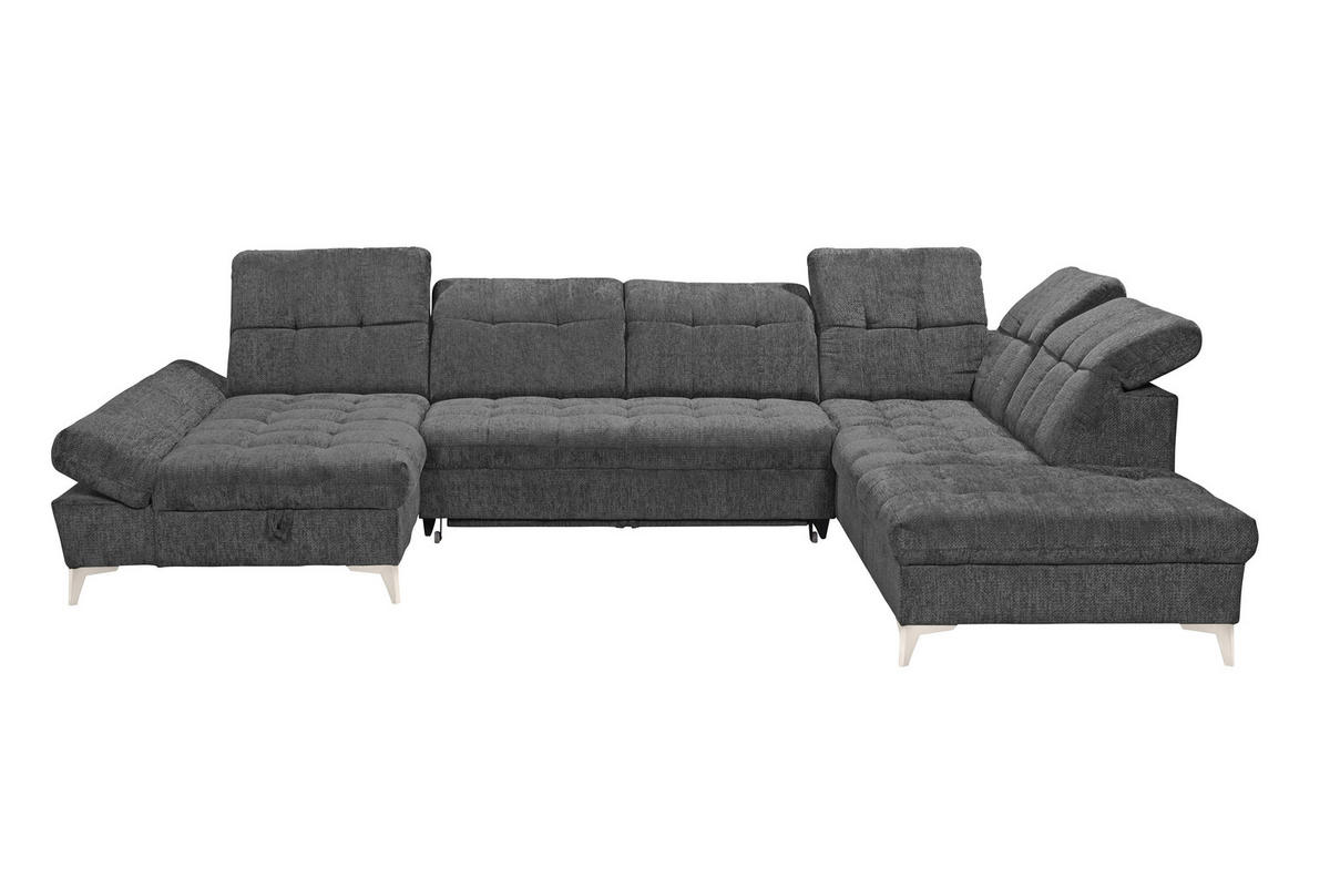 WOHNLANDSCHAFT MERCY Graphitfarben Mikrovelours  - Kaschmir/Graphitfarben, MODERN, Kunststoff/Textil (169/348/245cm) - MID.YOU