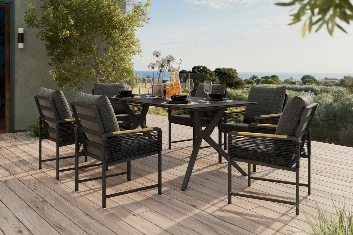 GARTENSESSEL - Dunkelgrau/Naturfarben, MODERN, Kunststoff/Textil (59/86/68cm) - Ambia Garden