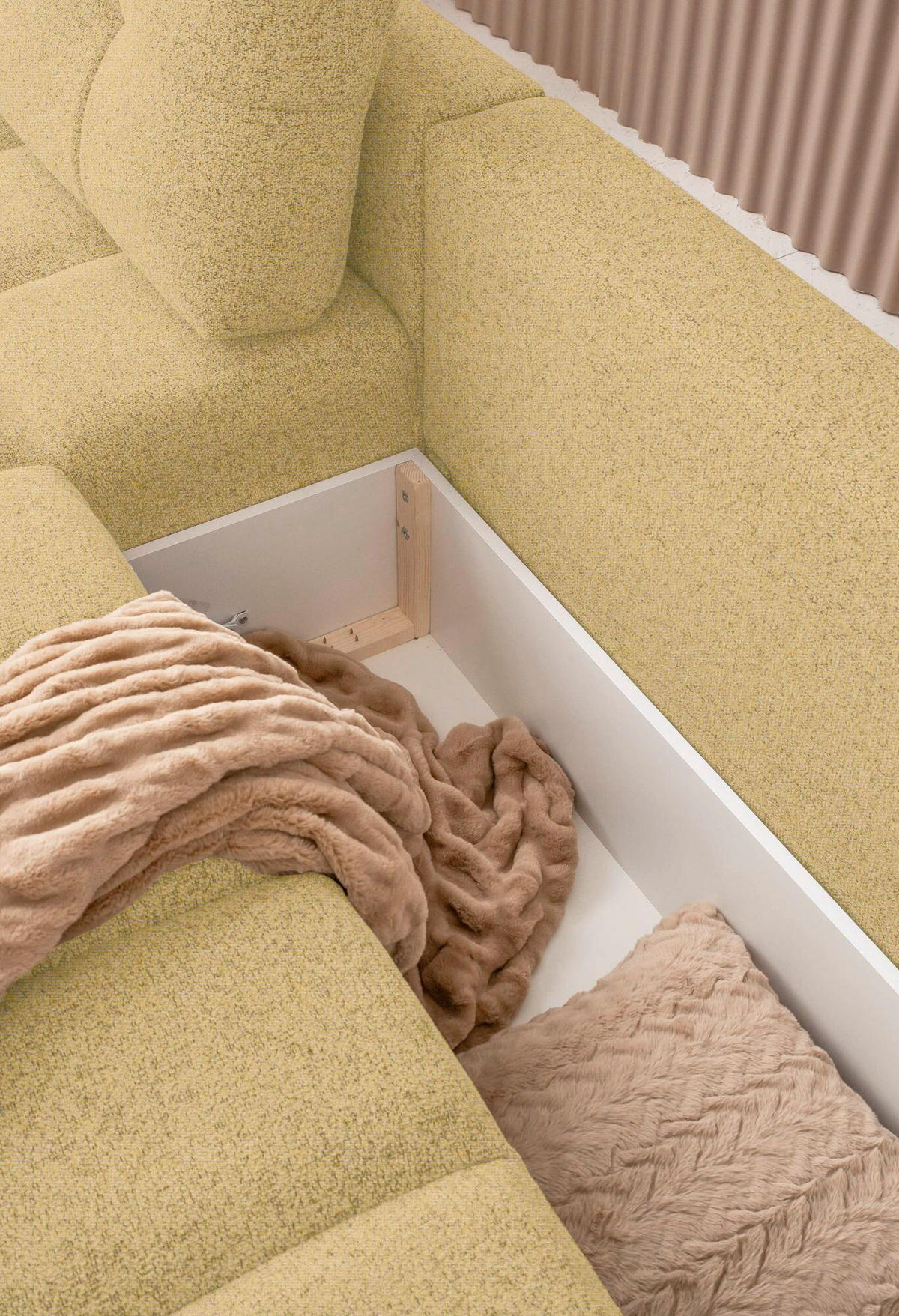 WOHNLANDSCHAFT in Gelb  - Gelb/Schwarz, Design, Kunststoff/Textil (184/333/213cm) - MID.YOU