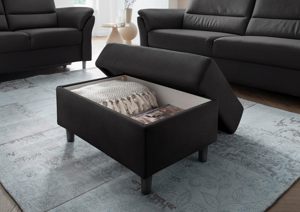 HOCKER in Textil Schwarz  - Schwarz, Modern, Holz/Textil (76/46/55cm) - Livetastic