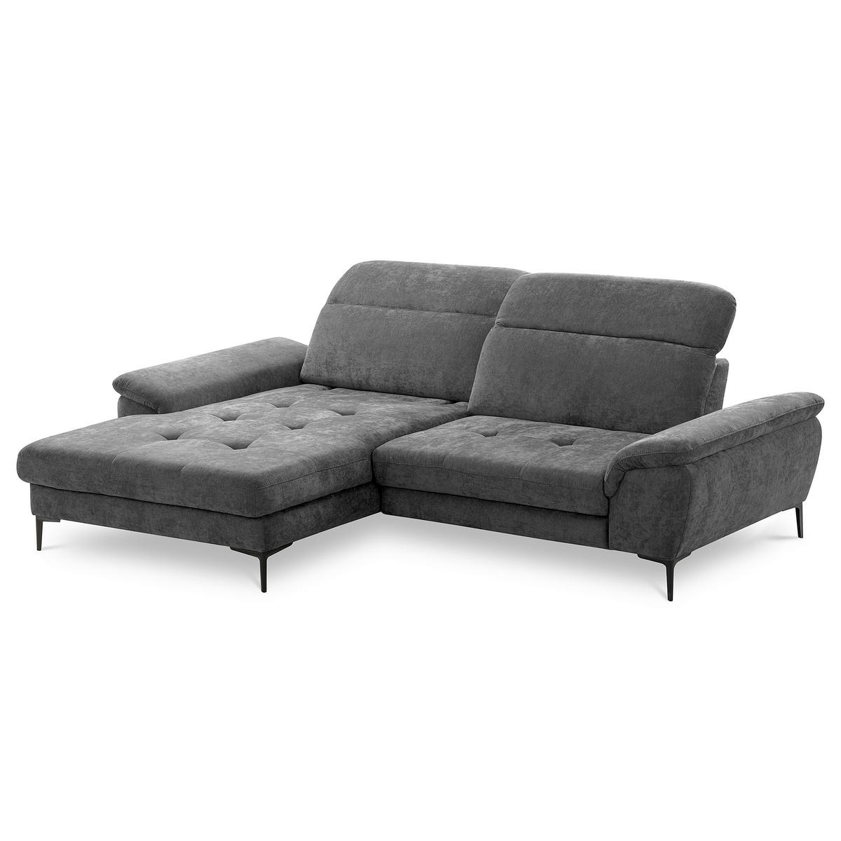 ECKSOFA  Webstoff Schwarz  - Schwarz, Design, Textil/Metall (195/268cm) - Livetastic