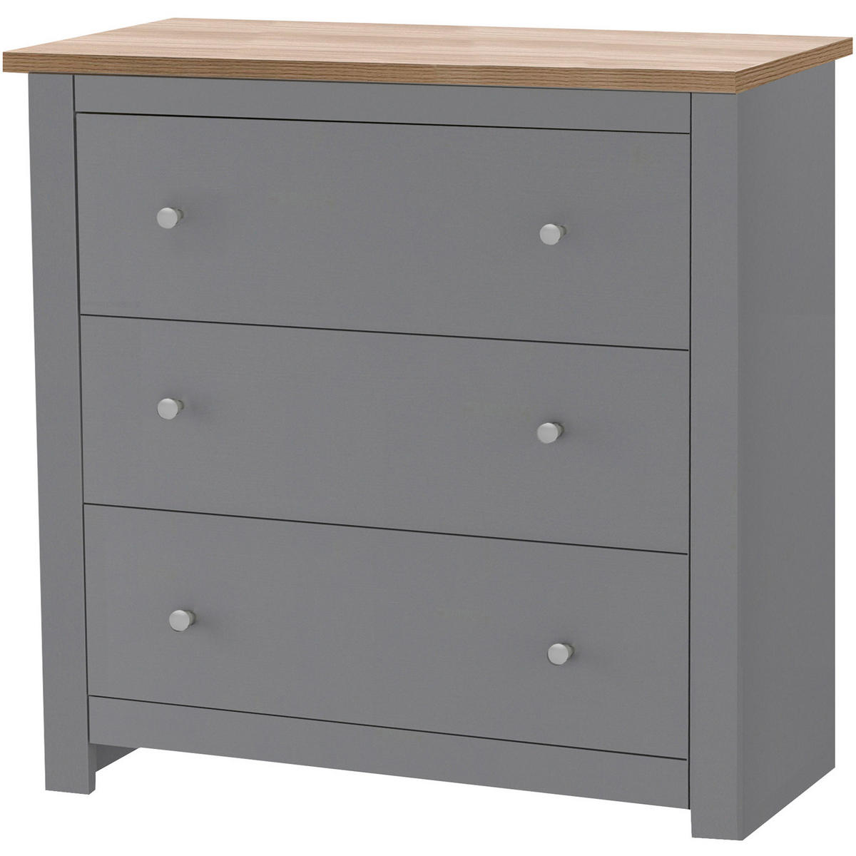 KOMMODE Emerald  in  - Silberfarben/Naturfarben, Design, Holzwerkstoff/Metall (79/81/35cm) - MID.YOU