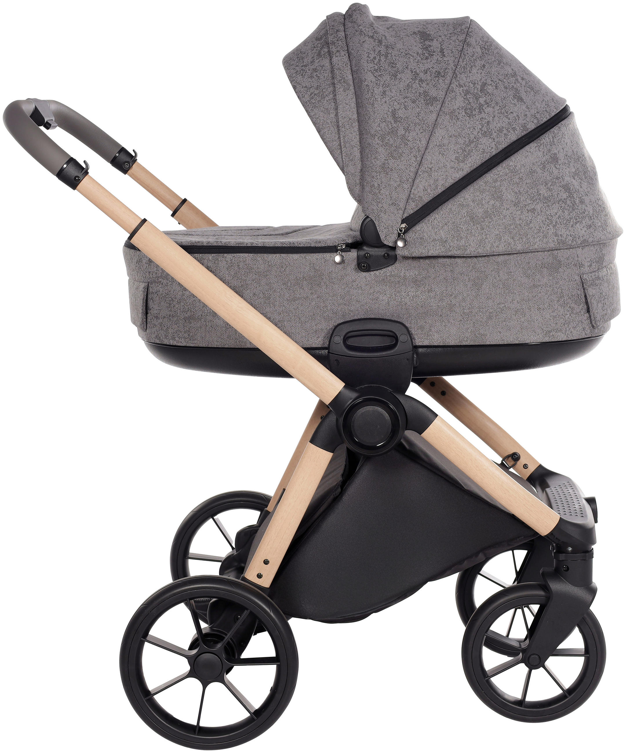 KINDERWAGENSET  Facetty  Poppy Mousse  - Beige/Grau, Design, Textil/Metall (104,5/62/94cm) - Jimmylee