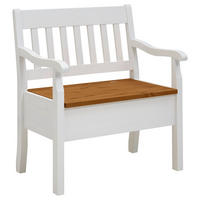 SITZBANK 83/93/58 cm Weiß, Bernsteinfarben Kiefer massiv  - Bernsteinfarben/Weiß, ROMANTIK / LANDHAUS, Holz (83/93/58cm) - Boxxx
