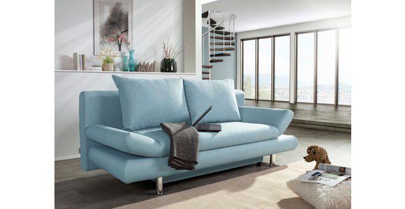 SCHLAFSOFA Flachgewebe Hellblau - Chromfarben/Schwarz, Design, Kunststoff/Textil (194/73/91cm) - Xora