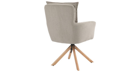 ARMLEHNSTUHL  Stoffauswahl, Sitzfläche 360° drehbar, automatische Rückholfunktion Cord  - Hellbraun/Buchefarben, Design, Holz/Textil (60/95/67cm) - Novel