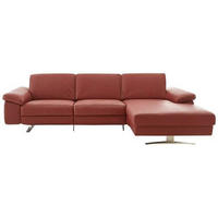 ECKSOFA Rot Echtleder  - Beige/Rot, Design, Leder/Metall (287/174cm) - Koinor