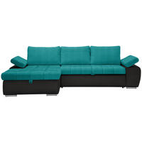 ECKSOFA Schwarz, Türkis Flachgewebe  - Türkis/Schwarz, Design, Kunststoff/Textil (175/271cm) - MID.YOU
