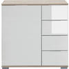 KOMMODE  in 81/83/41 cm  - Eichefarben/Alufarben, Design, Glas/Holzwerkstoff (81/83/41cm) - Livetastic